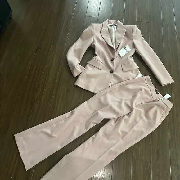 Zara powered pink brush classic fit tuxedo suit